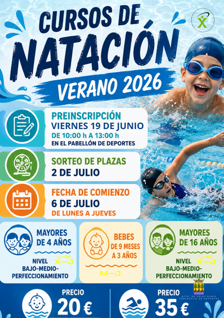CURSOS DE NATACION. VERANO 2026
